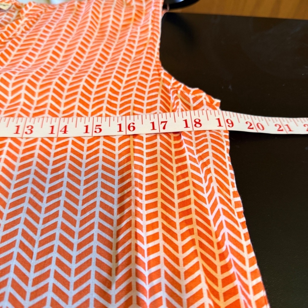 Grand & Greene Sz Small NWT Orange Chevron Tie Front Sleeveless Rayon Blouse - Picture 7 of 9
